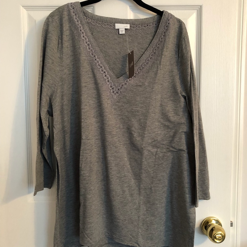 J Jill XL dark gray v neck 3/4 sleeve tunic